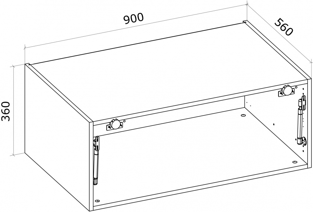 Шкаф верхний Грейд Оптимум Антресоль с газлифтом LS (фас.СВ) 900x360x560 мм серый графит