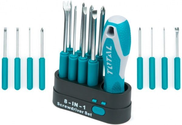 Викрутка зі змінними насадками Total 9 предметів ×190 мм THT250906
