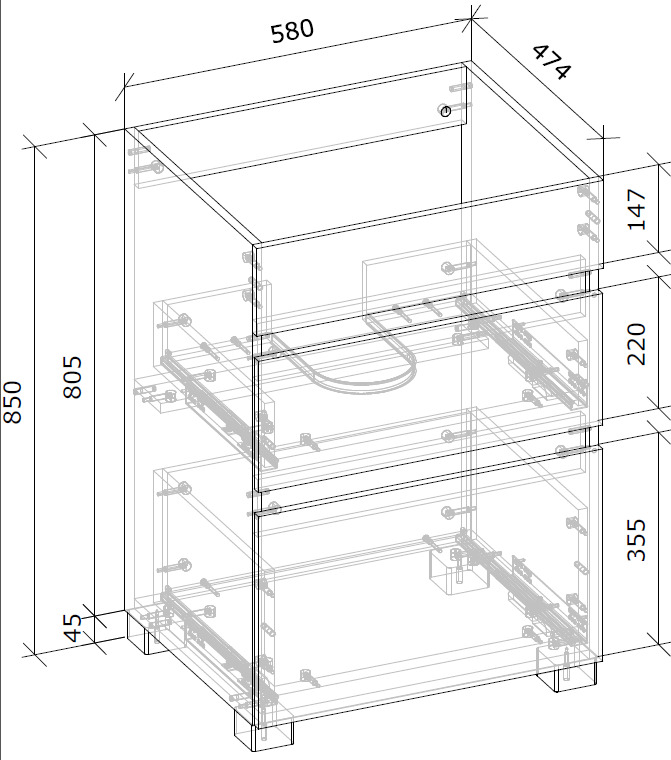 Тумба под стиральную машину и умывальник Water House Dallas 120