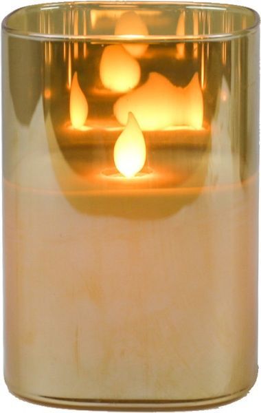 Декорация новогодняя Подсвечник со свечой что полыхает 9х12,5 см золотой D2739 