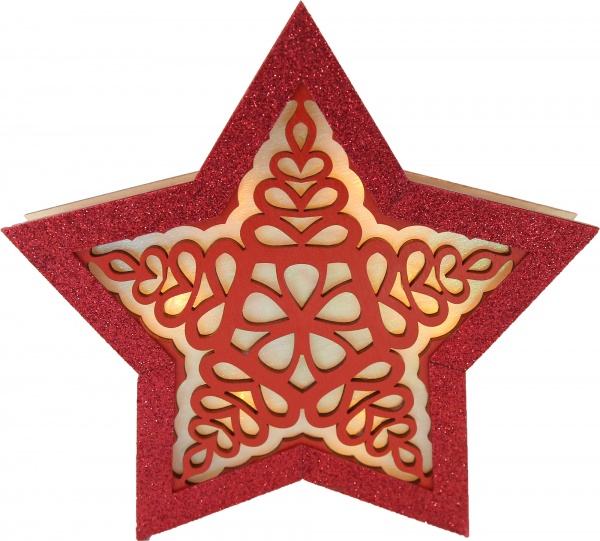 Украшение новогоднее Звездочка ажурная 20 см красный 1220223