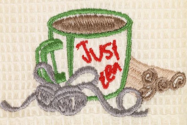 Набор полотенец вафельных с вышивкой Рождественский кофейный 45x60 см бежевый с коричневым Luna 