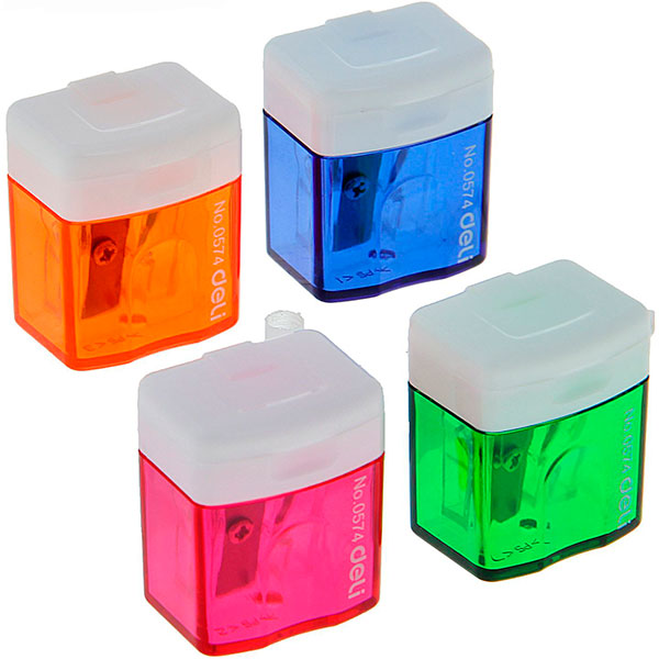 Чинка прямокутна зелена з 2-ма відділеннями Deli