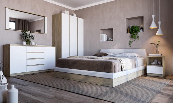 Тумба прикроватная Грейд Эстер 1ш 400x350x540 мм белый / дуб сонома 