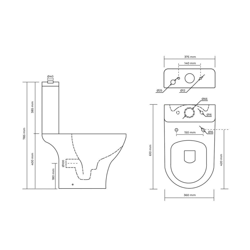 Унитаз-компакт Doosh Synevyr Rimless DO-CT-05 White