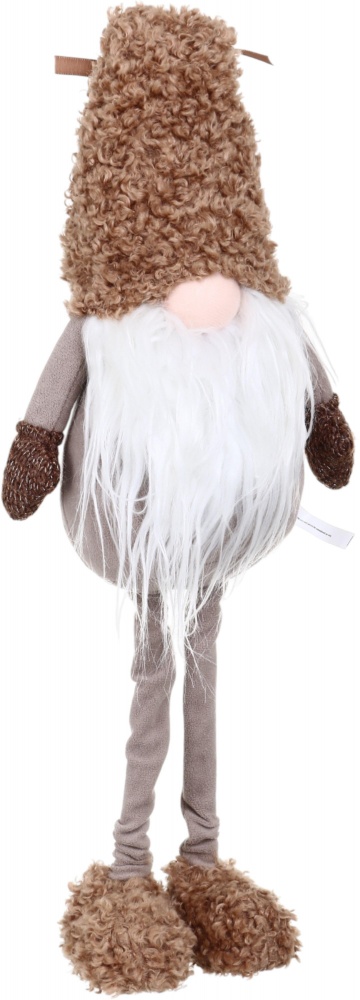 Декорация новогодняя гном стоящий бежево-коричневый 16х56 см