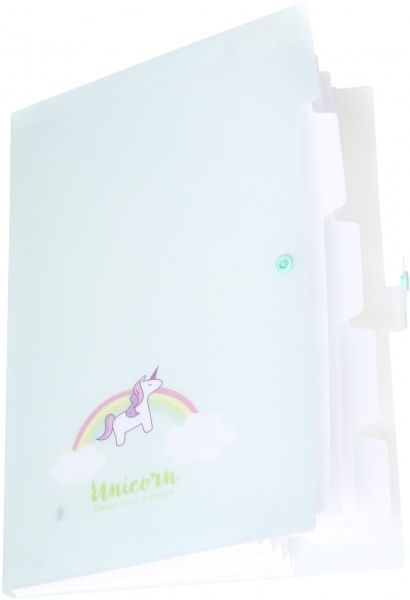 Папка А5 с разделителями Единорог мятный