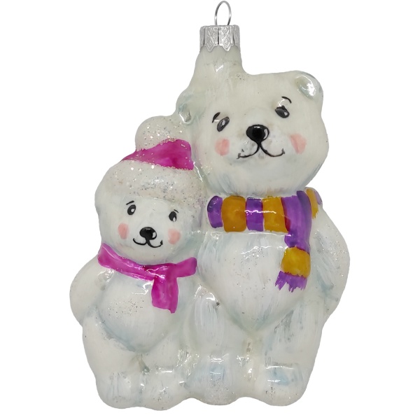 Игрушка на елку Медвежата белый 2031-2