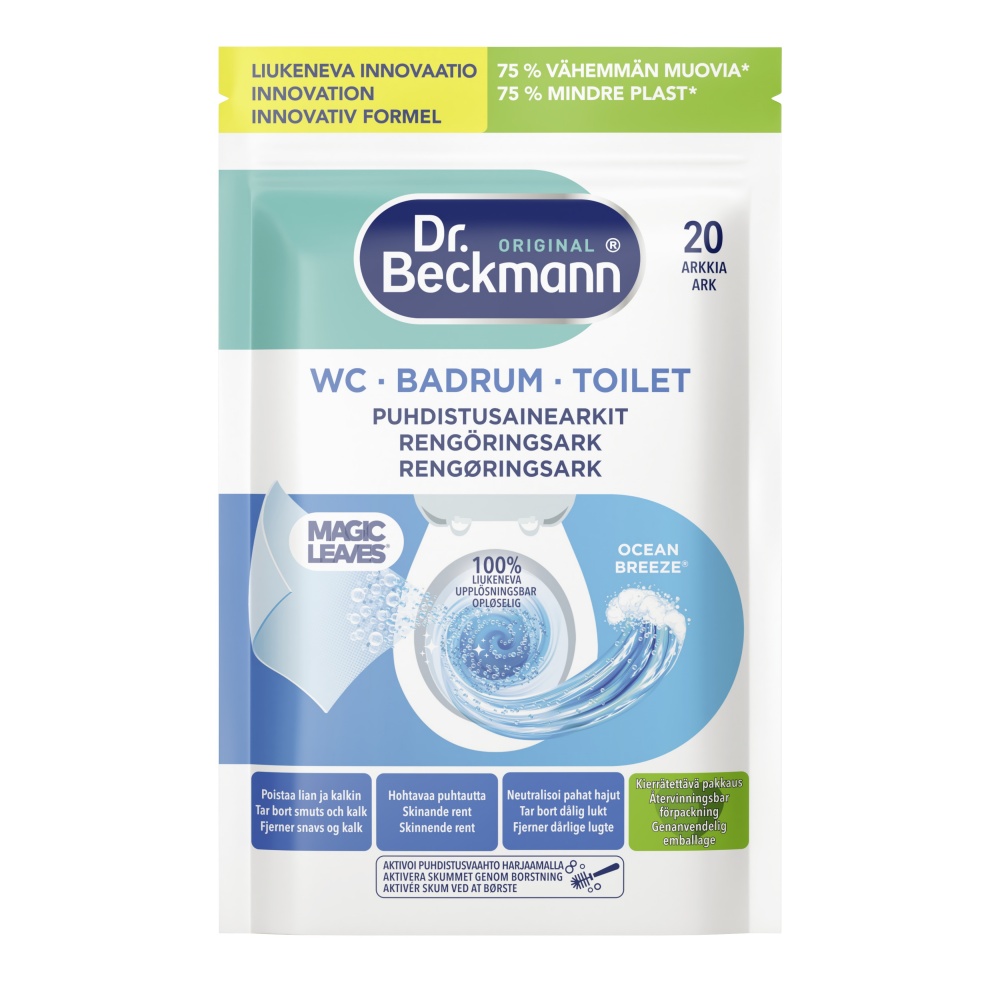 Серветка Dr. Beckmann для очищення унітаза Океанський бриз Magic Leaves 20 шт./уп.