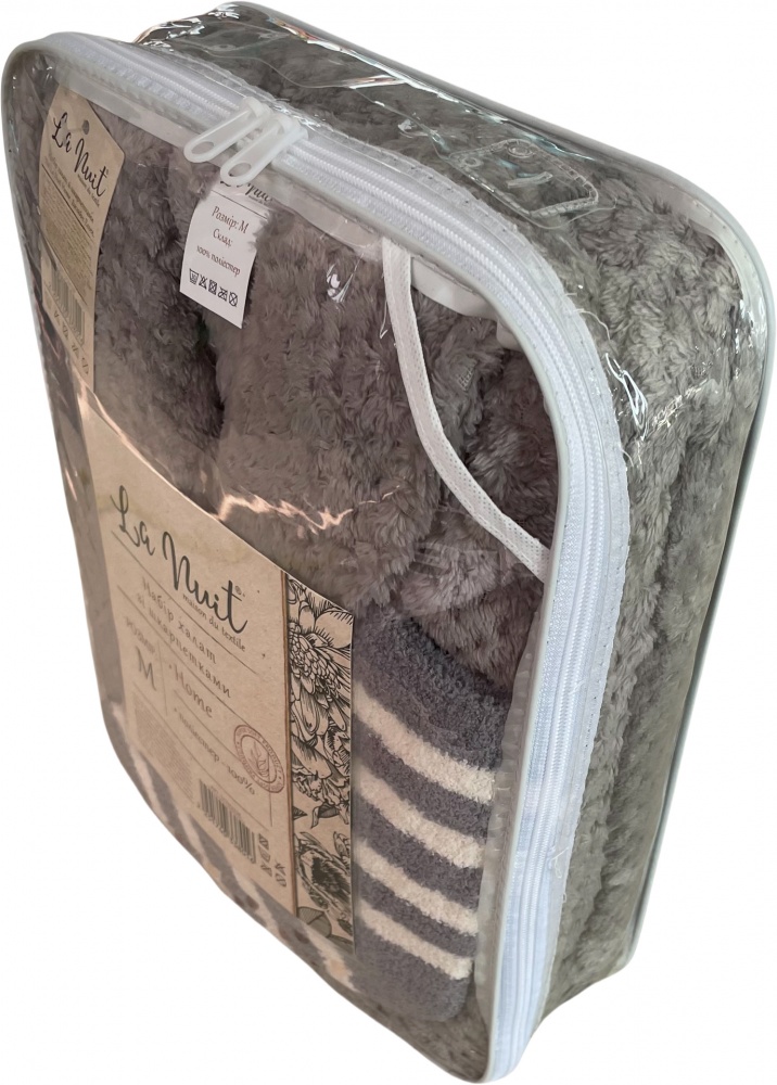 Халат La Nuit с носками Essen р. M серый