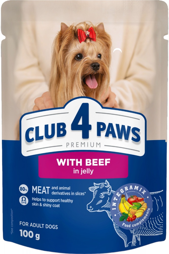 Корм вологий Club 4 Paws з яловичиною в желе 100 г
