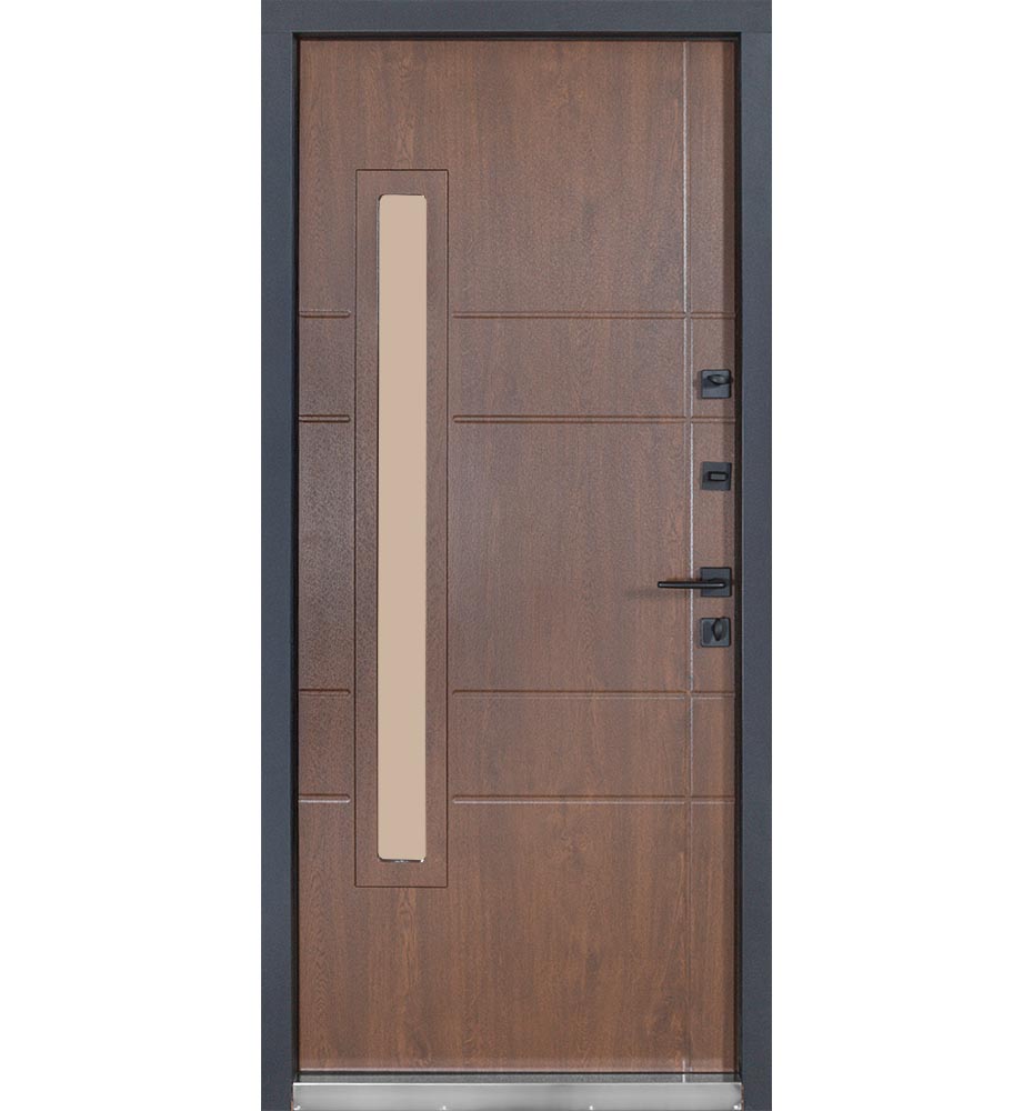 Дверь входная Булат Термо Хаус 705 дуб бронзовый / орех 2050x950 мм правая