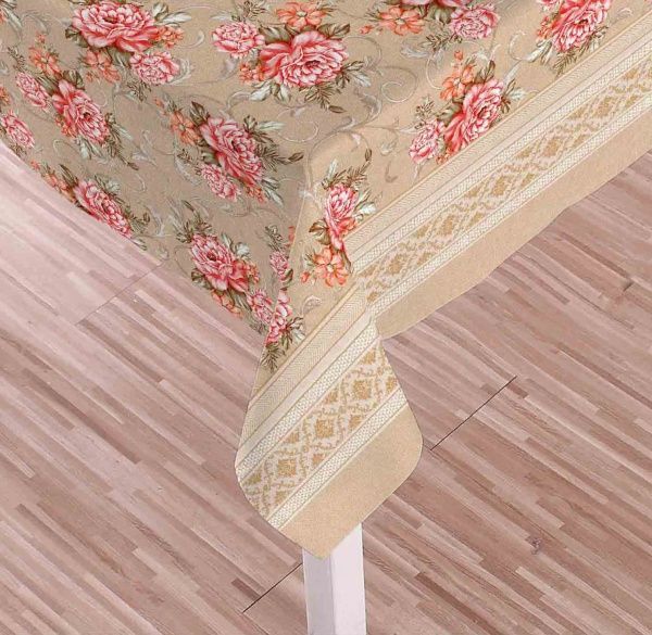 Скатерть Нежность 180x137 см бежевый с розовым Даріана 