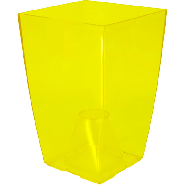 Кашпо пластиковое Lamela Финезия квадратный 3,1л желтый/прозрачный (377) 