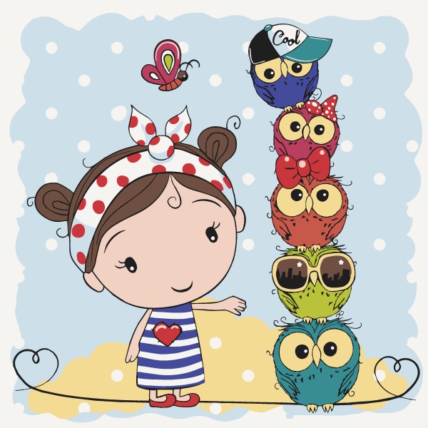 Картина за номерами Дівчинка і совенята 15562-AC 30х30 см ArtCraft 