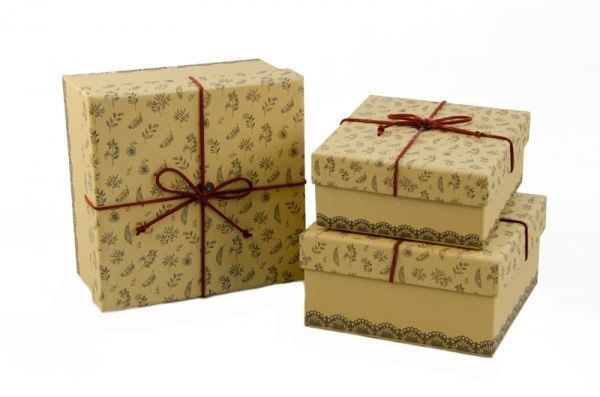 Коробка подарочная бежевая 05080-10-3 16.5x16.5x9.5 см
