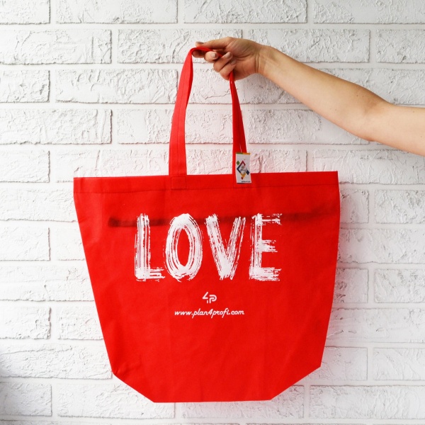 Сумка-шопер 4PROFI на блискавці 38x53 см з принтом червоний 
