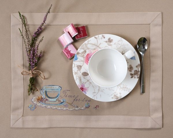 Комплект серветок Едельвіка з бордюром «Time for tea» 342-17/00 30x40 см лляний 