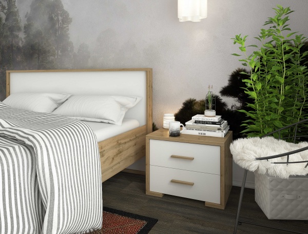 Тумба прикроватная SOKME Франческа белый / дуб вотан 