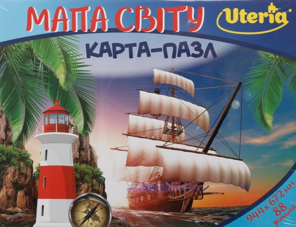 Карта-пазл Uteria Карта мира 88 элементов