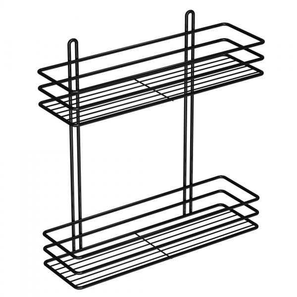 Полка для ванной 2-ярусная 35 см черная 