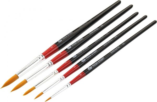 Набор кистей 10 синтетика круглая, 5 шт. ROSA 