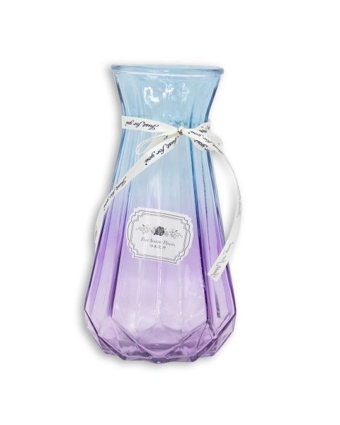 Ваза стеклянная Crystal Kelly 24 см омбре розово-синяя YIWU