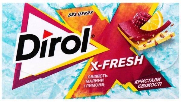 Жувальна гумка Dirol X-Fresh зі смаком малини і лимона 13,5 г 