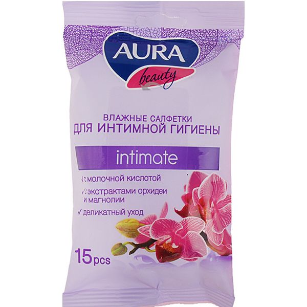 Вологі серветки Aura для інтимної гігієни 15 шт (100124)