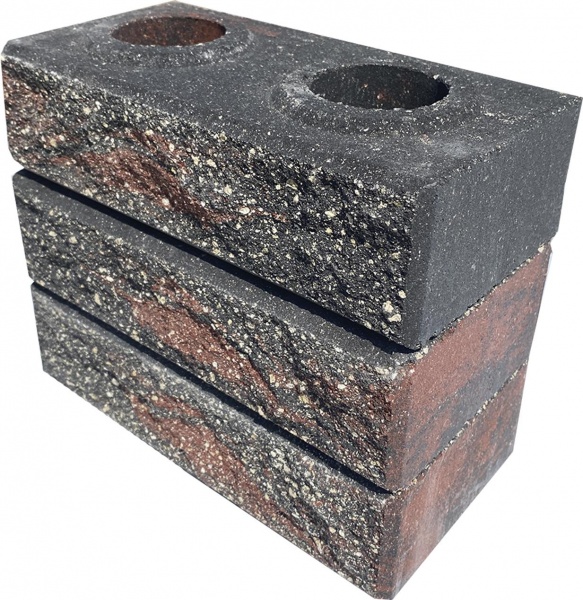 Кирпич гиперпрессованный LEGO-FASAD колотый красно-черный