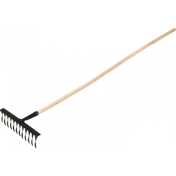 Граблі зубчасті завиті на 12 зубців S-2 мм чорні з держаком 1,5 м