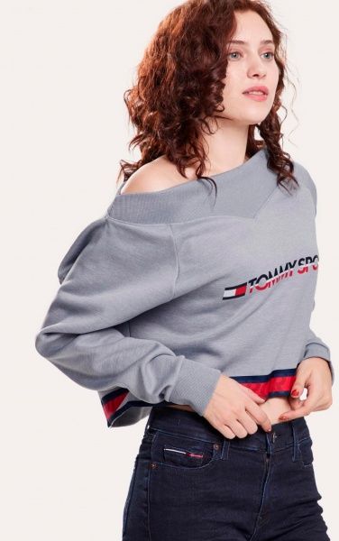 Джемпер Tommy Hilfiger CROP V NECK SWEATER WITH TAPE S10S100363001 р. L светло-серый