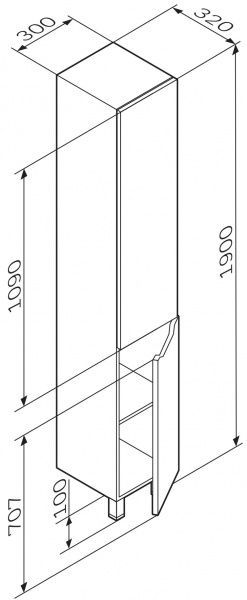 Шафа для ванної кімнати AM.PM M91CSL0306WG38 GEM S підлогова 30 см, ліва