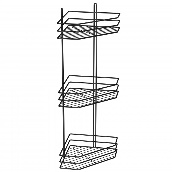 Полиця кутова 3-ярусна 25 см чорна 