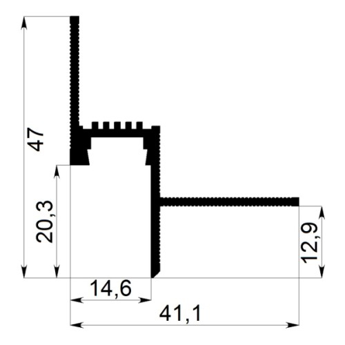 Профиль теневого шв АЛЮПРО с LED каналом ПАС-3410 RAL-9016 мат 3м