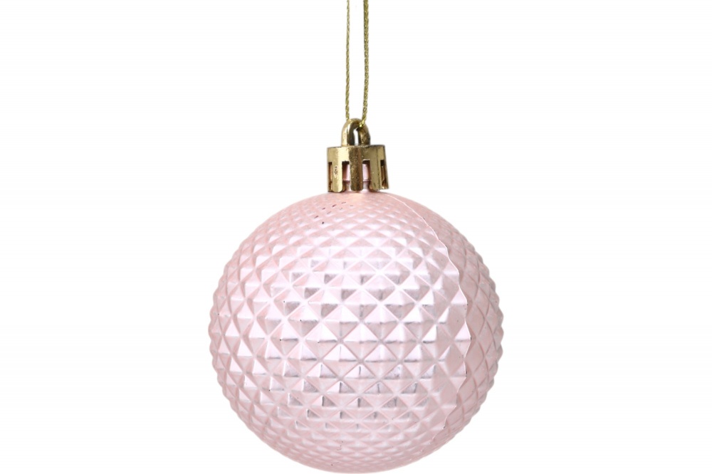 Набір ялинкових куль різна фактура рожевий d 60 мм 41 шт./уп.