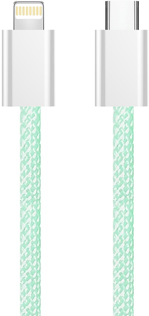 Кабель ColorWay Type-C - Apple Lightning (braided cotton) (PD Fast Charging 27W) 1 м зелений (CW-CBPDCL061-G)