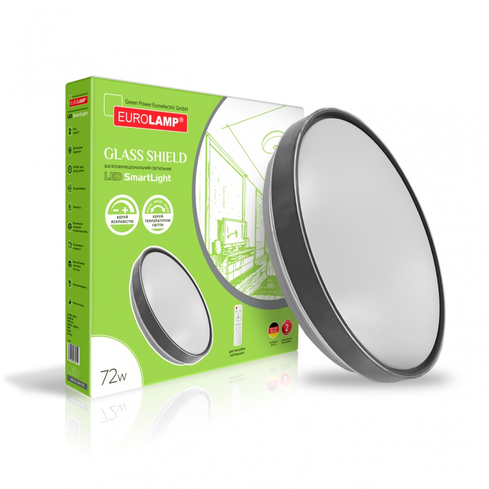 Світильник світлодіодний Eurolamp Glass Shield чорний 3000-6500 К LED-SL-72W-T28