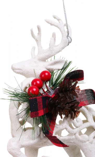 Елочная игрушка Олень белый E09032 18 см 