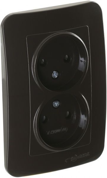 Розетка двойная без заземления Makel Lillium Natural без шторок без крышки коричневый