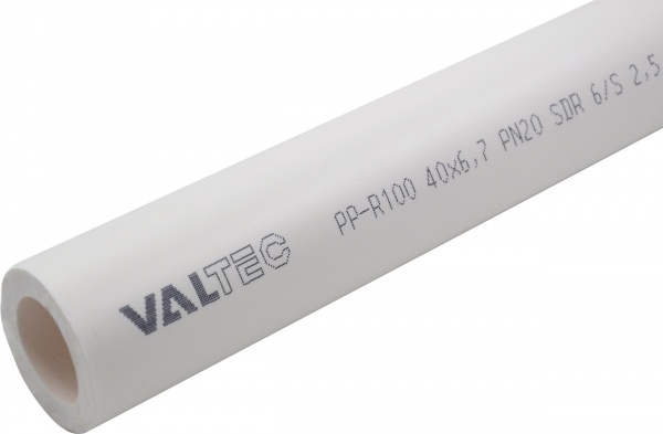 Труба поліпропіленова Valtec PP-R PN 20 d40 мм (4 м) біла VTp.700.0020.40