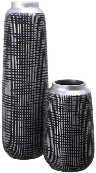 Ваза полирезиновая серая с черным Grey 18,5х18,5х31 см
