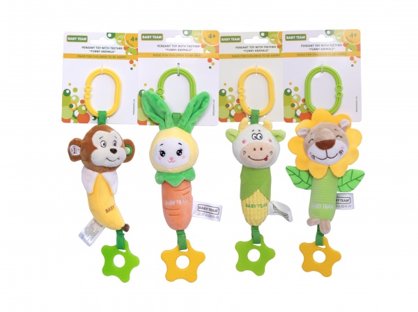 Игрушка-подвеска Baby Team с прорезывателем Веселые животные в ассортименте 8525