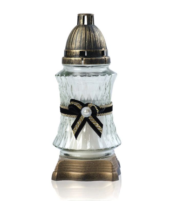 Свічник Лампадка скляна з кришкою 25х10 см