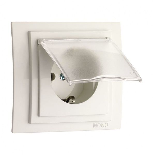 Розетка із заземленням Mono Larissa з кришкою крем 103-171721-118