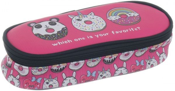 Пенал-бокс Три пончики чорний із рожевим