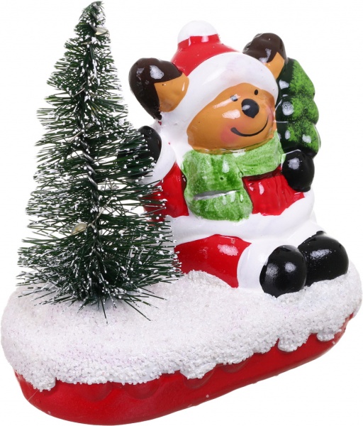 Сувенир новогодний снеговик с елкой BX-22184 светодиодная (LED) 11 см 