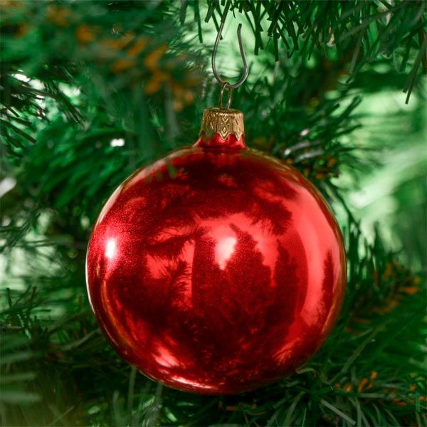 Шар стеклянный d100 однотонный металлик красный