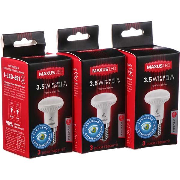 Лампа LED Maxus Sakura R39 Е14 3.5 Вт 3000K 3 шт