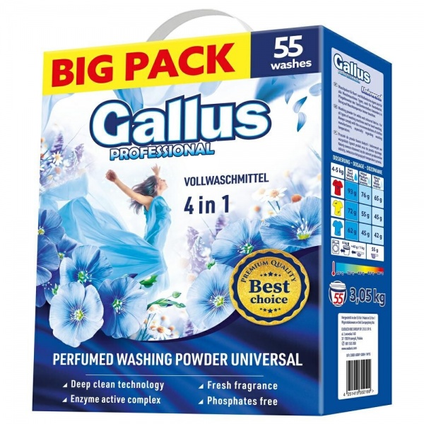 Стиральный порошок для машинной и ручной стирки Gallus Professional 4в1 Univesal 3,05 кг 